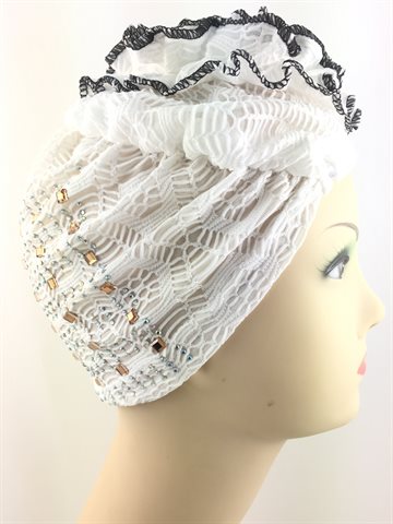 Turban with flower - White